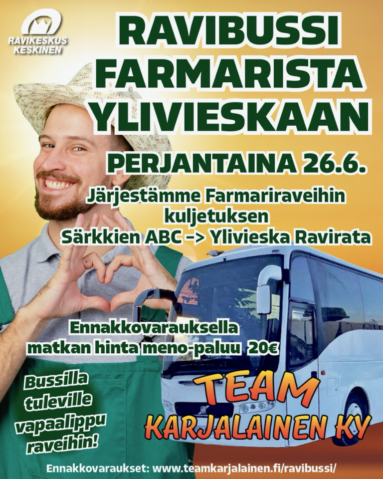 RAVIBUSSI perjantaina 26.6.2026 Kalajoki – Ylivieska – Kalajoki